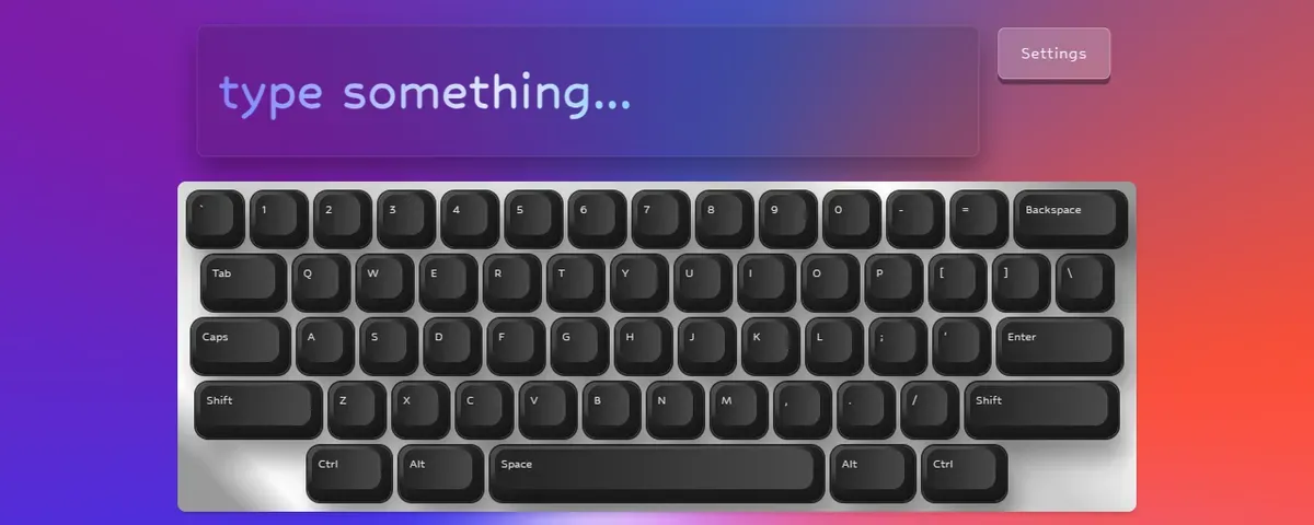 Boardkey showing its typing field above a 3D on-screen keyboard